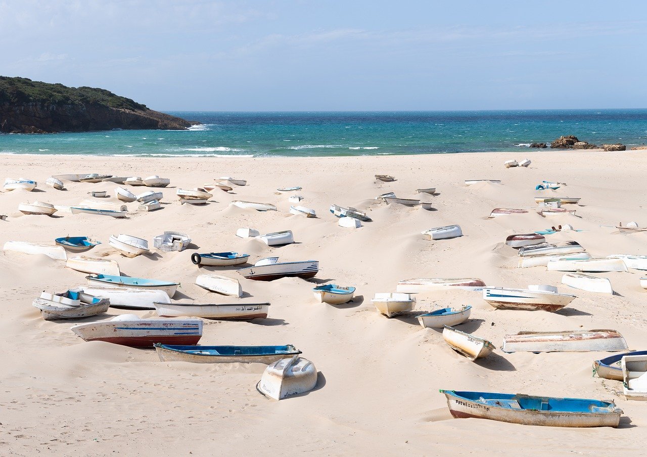 boats, beach, sea